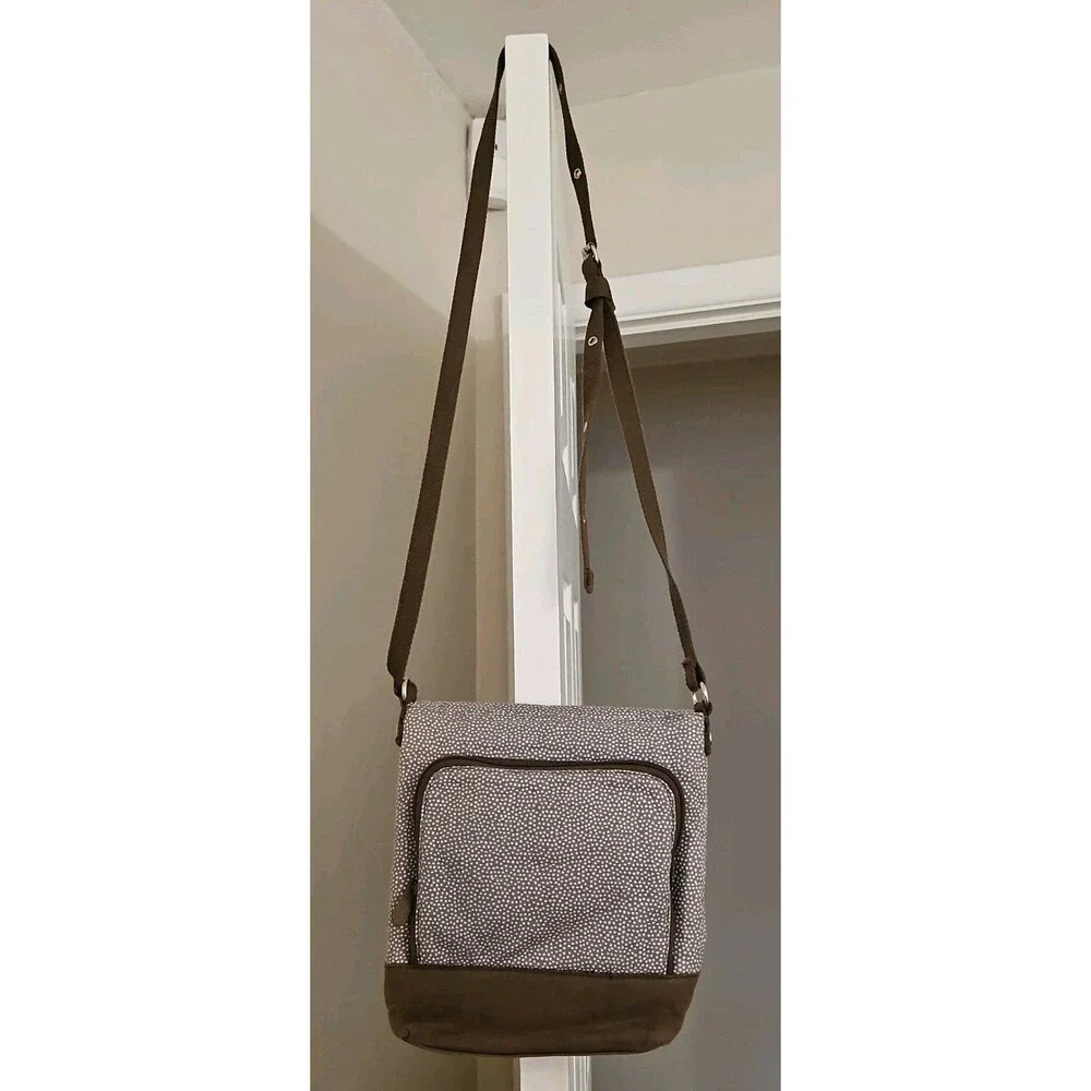 Thirty One Organista Crossbody Bag Grey Pin Dots